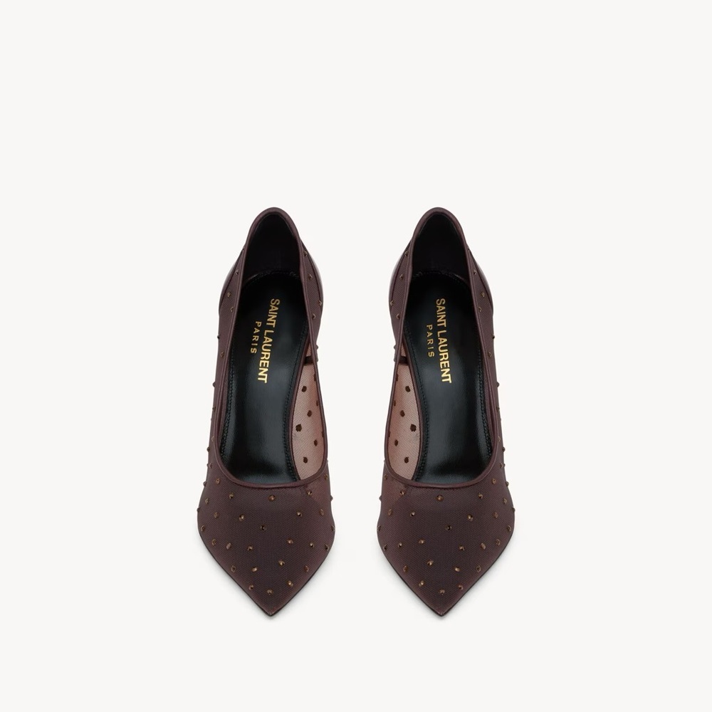 YVES SAINT LAURENT ANJA PUMPS IN RHINESTONE MESH